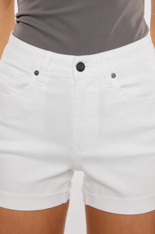 Kancan High Rise White Denim Shorts
