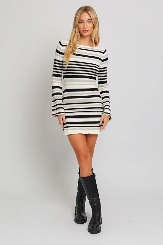 Le Lis Boat Neck Bell Sleeve Sweater Dress
