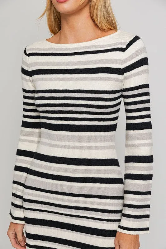 Le Lis Boat Neck Bell Sleeve Sweater Dress