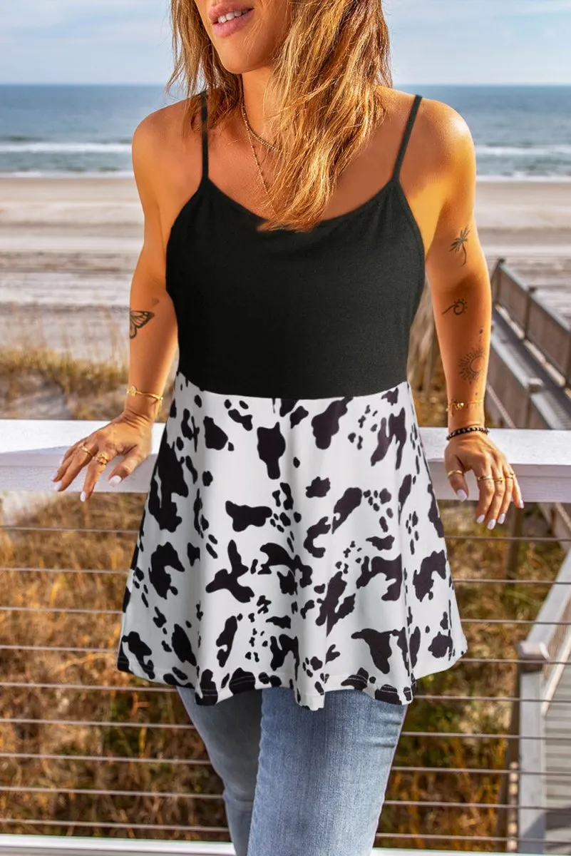 Leopard Tank Top in Color Block Style
