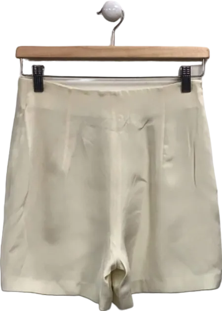 Lilysilk White Silk High-Waisted Shorts Size UK 8