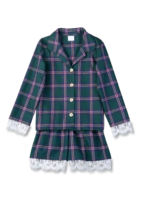 MADELINE - GIRLS' PYJAMA SET IN GREEN TARTAN