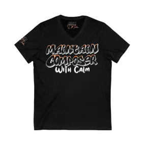 Maintain Composer With Calm - Unisex Jersey Short Sleeve V-Neck Tee
