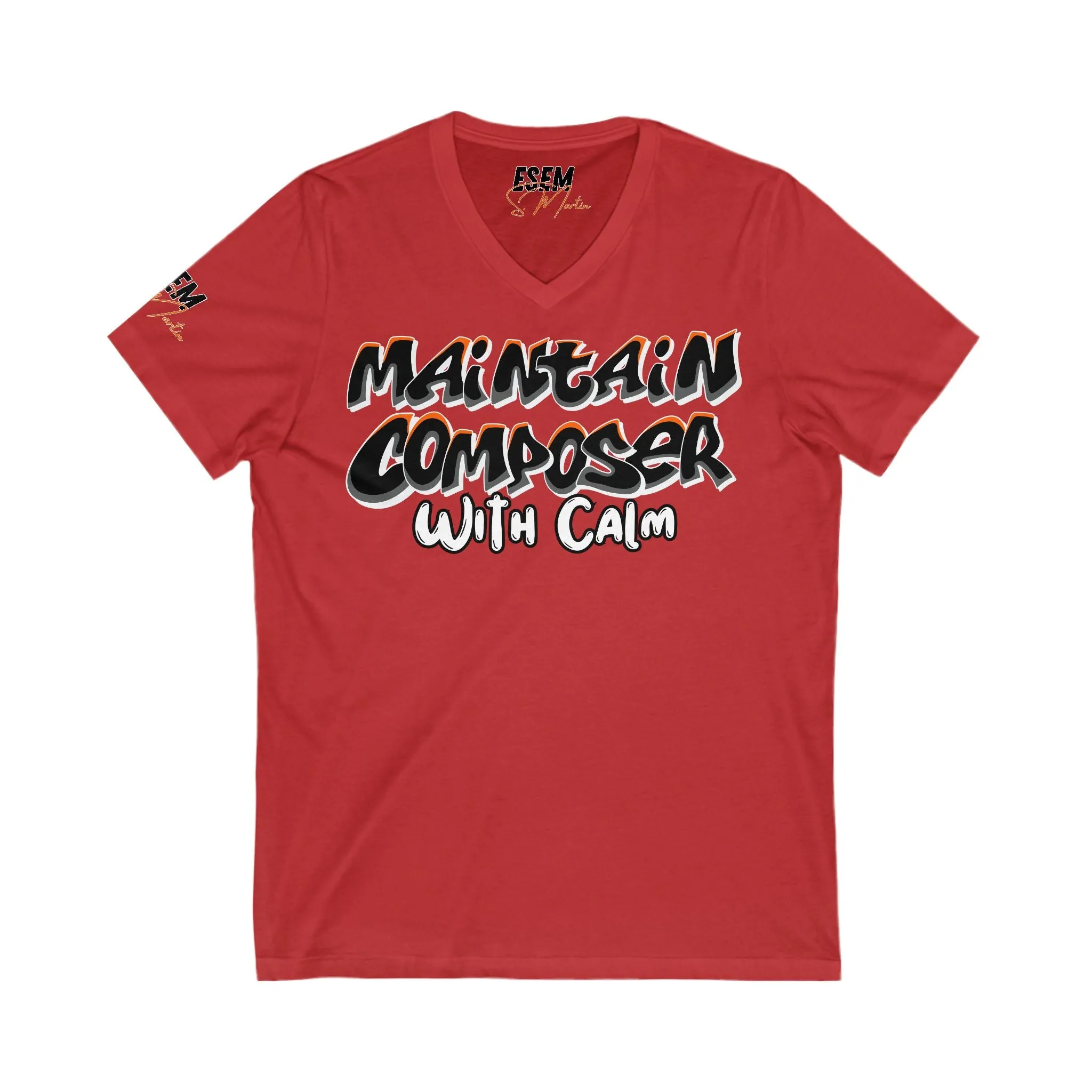 Maintain Composer With Calm - Unisex Jersey Short Sleeve V-Neck Tee
