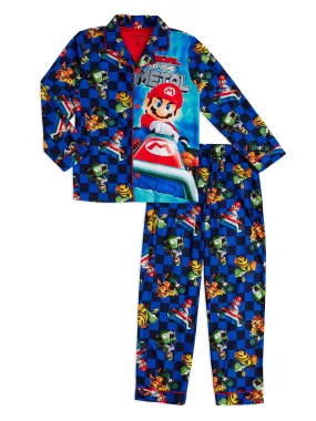 Mario Boys Pajama Coat Set, Long Sleeve Kids PJs, 2pc Sleep Set, 4-12