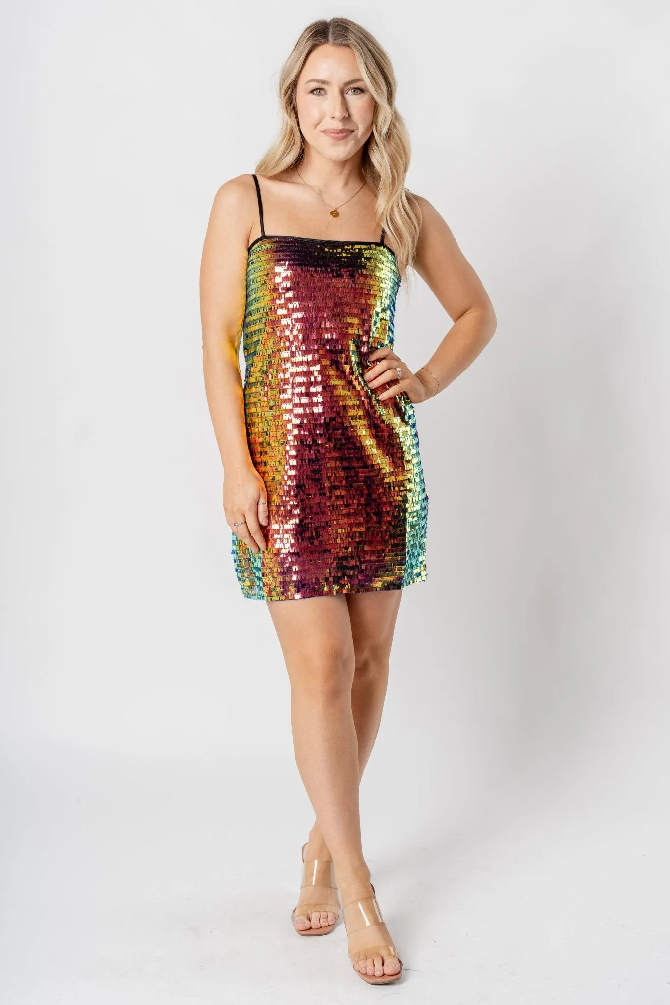 Multi sequin mini dress multi