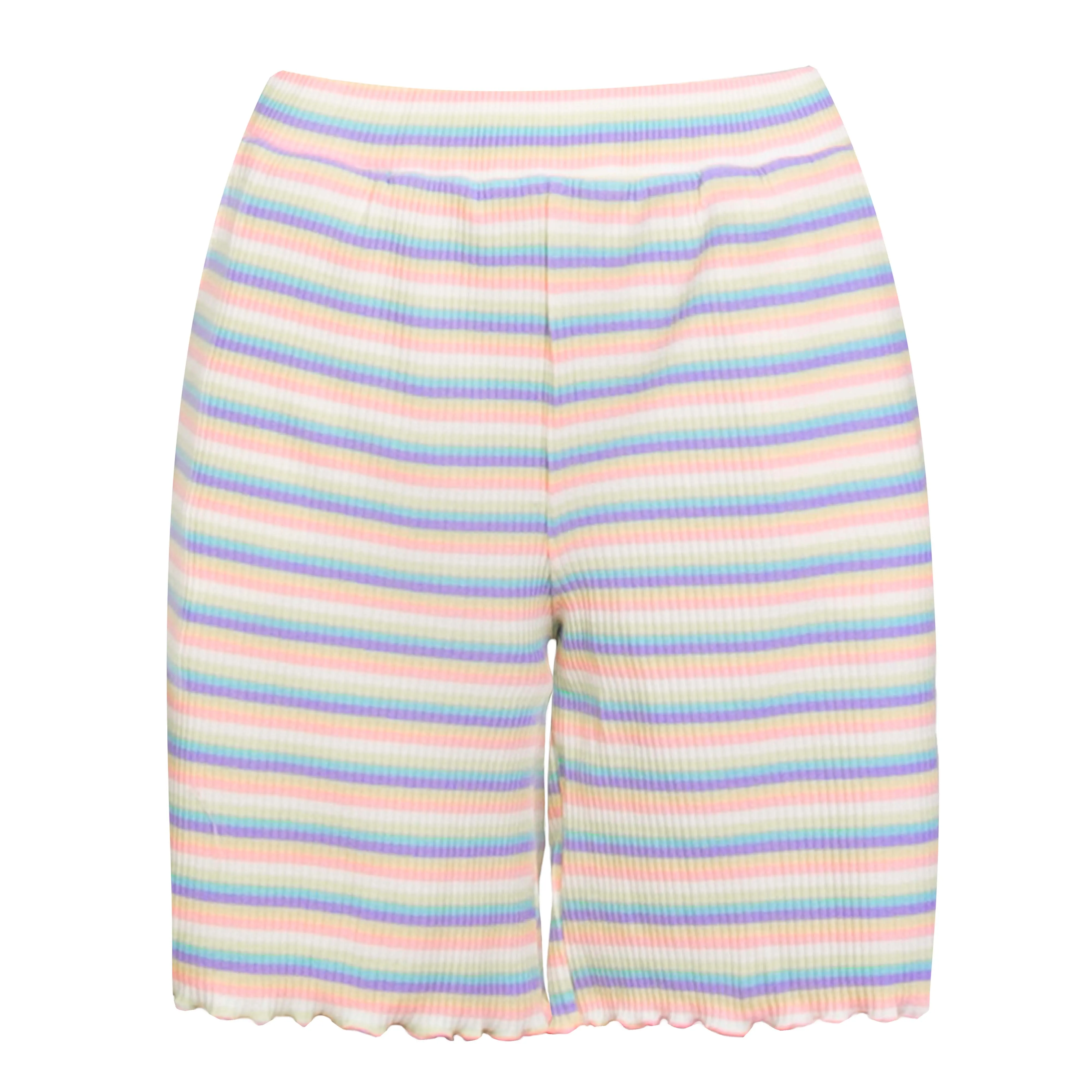 NATALIA-SHORTS - MULTI WHITE STRIPE