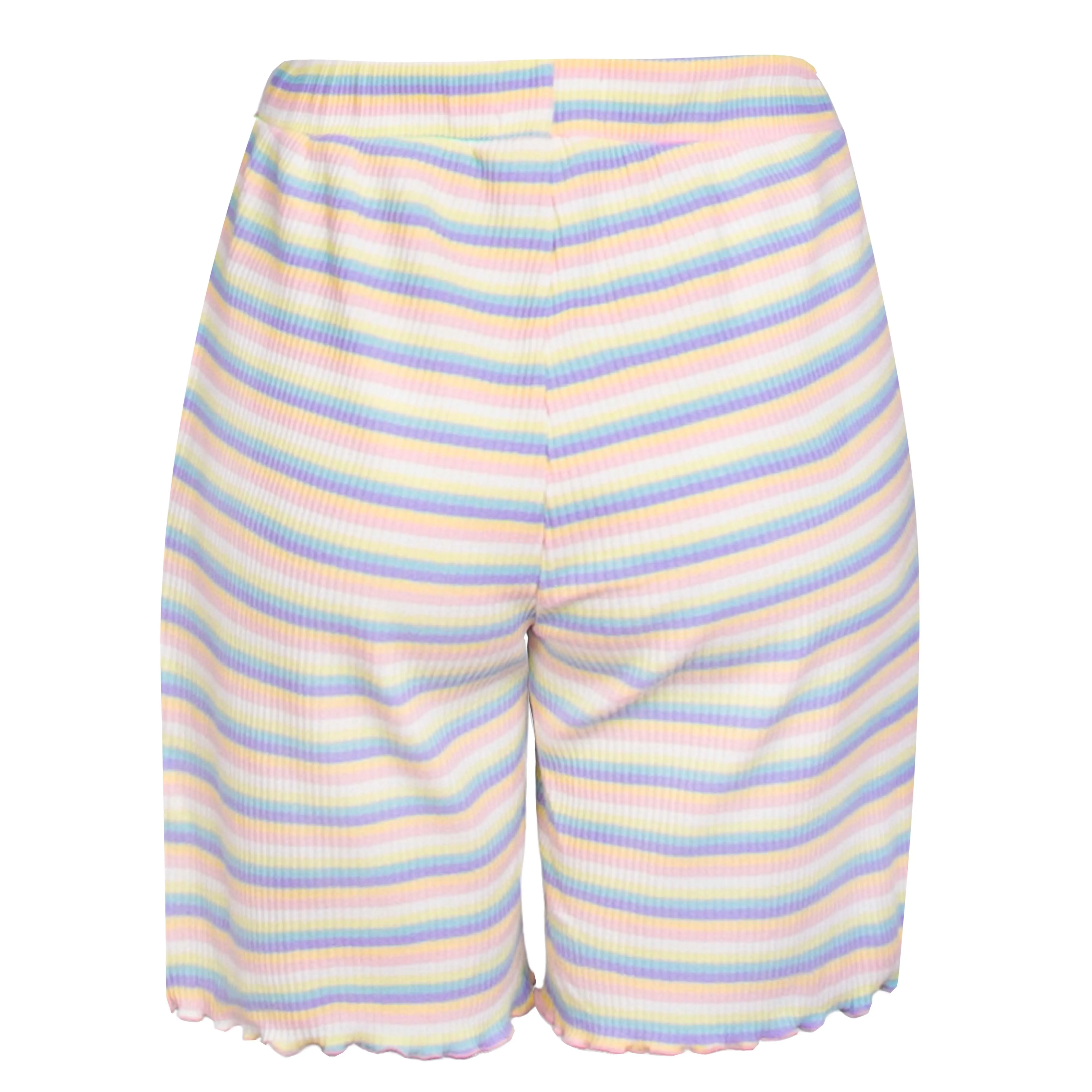 NATALIA-SHORTS - MULTI WHITE STRIPE