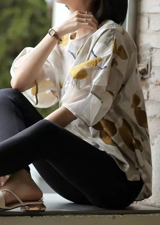 Natural Colorblock O Neck Tie Dye Print Cotton T Shirts Summer LY0582