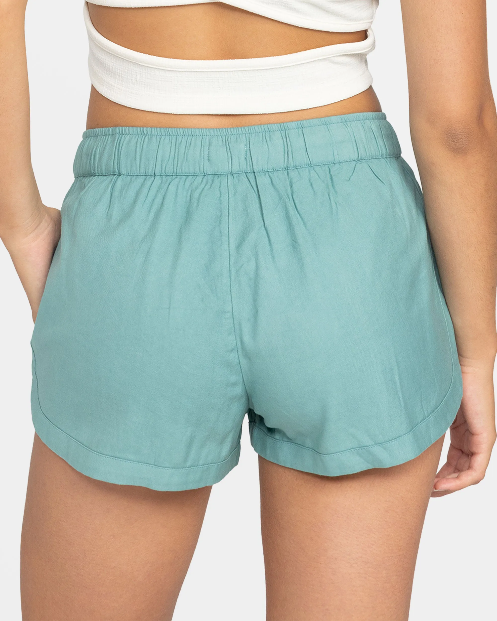 New Impossible Love Elastic Waist Shorts - Mineral Blue