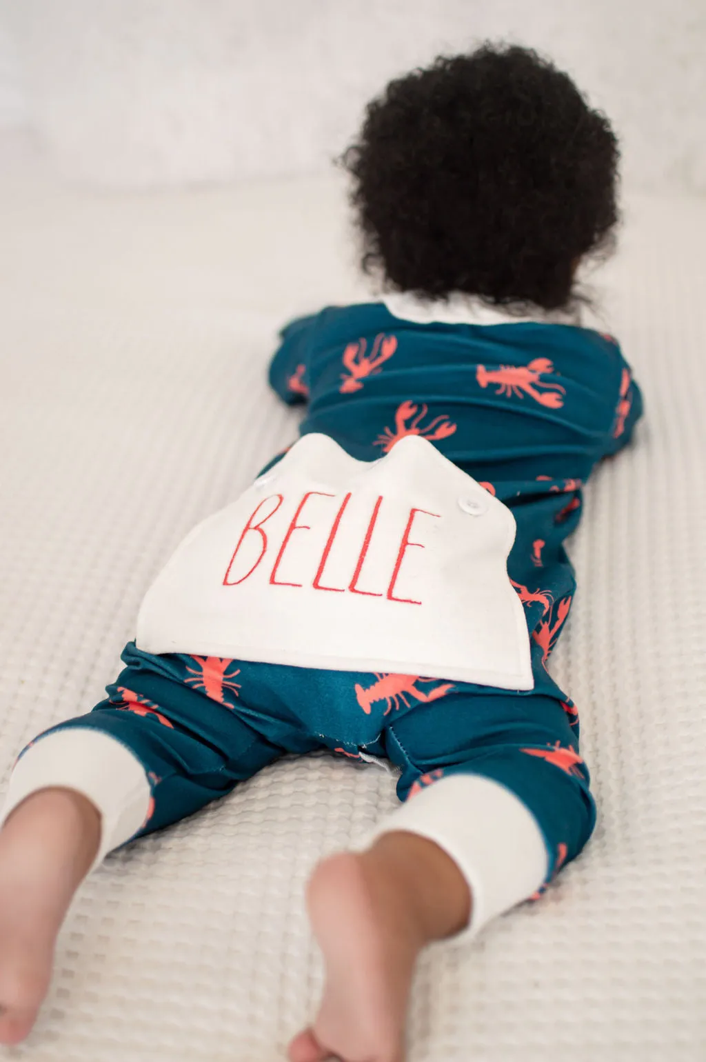 One-Piece Ruffle Buttflap Pajamas - Navy Crawfish