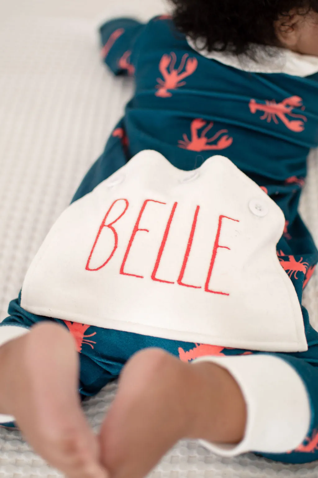 One-Piece Ruffle Buttflap Pajamas - Navy Crawfish