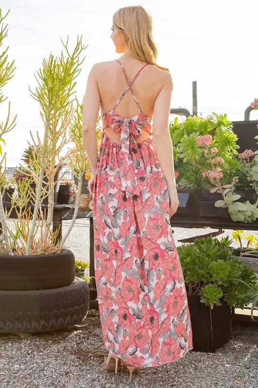 Orange Farm Tie Back Floral Dress