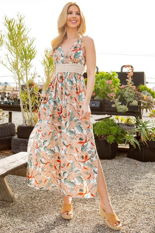 Orange Farm Tie Back Floral Dress