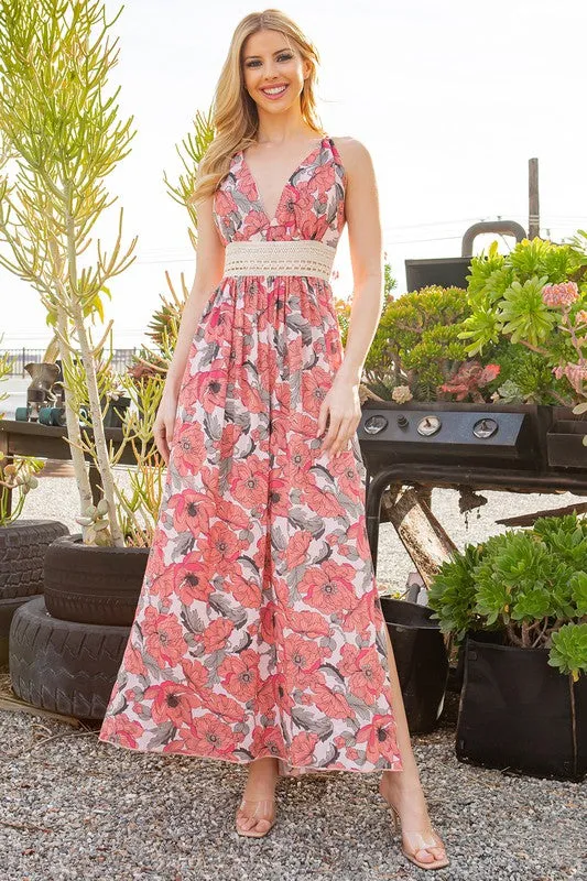 Orange Farm Tie Back Floral Dress