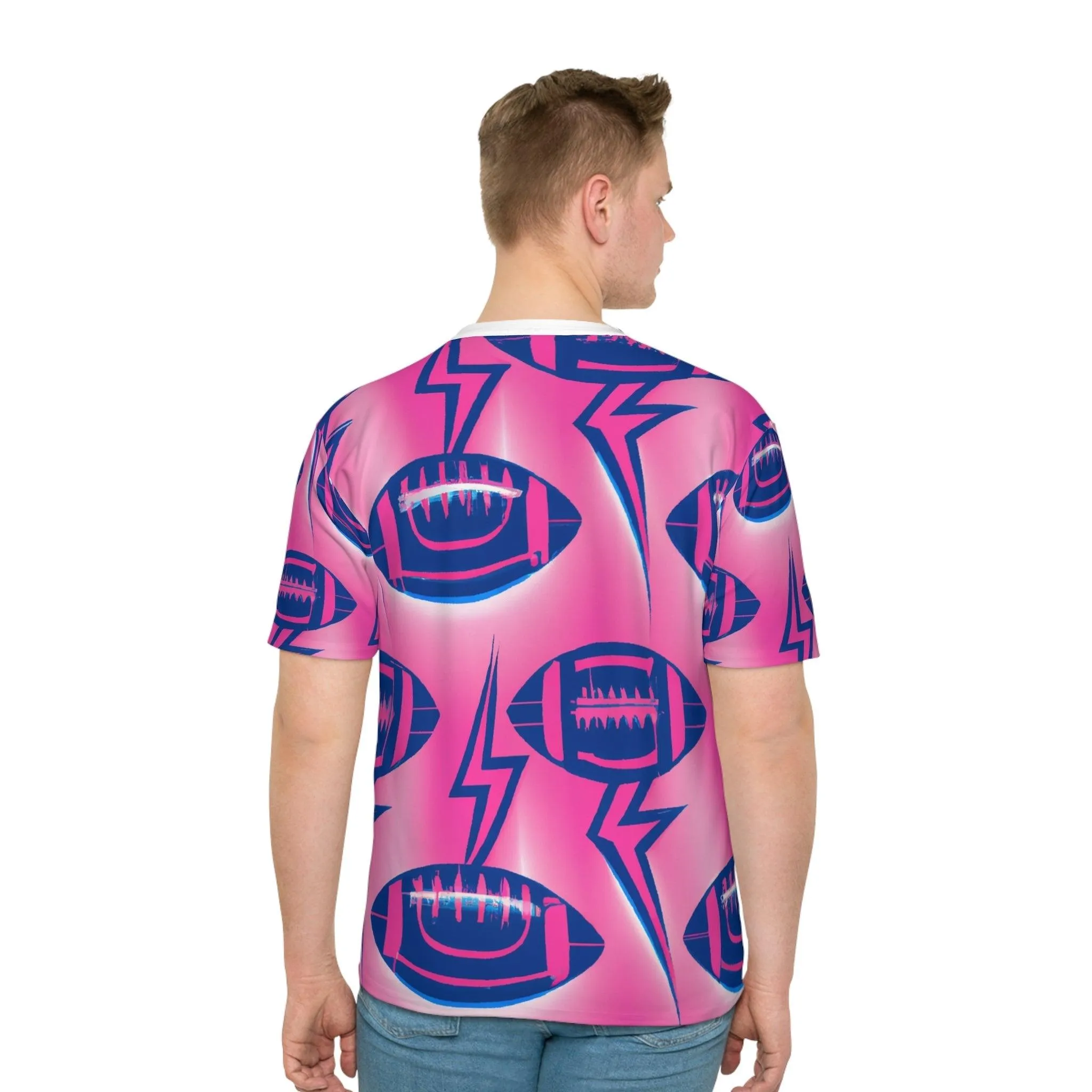 Pink Football Lightning Men's Loose T-shirt