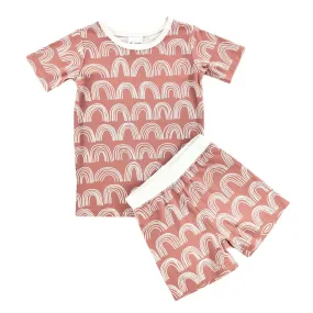 Pink Rainbows Bamboo Shorts Set