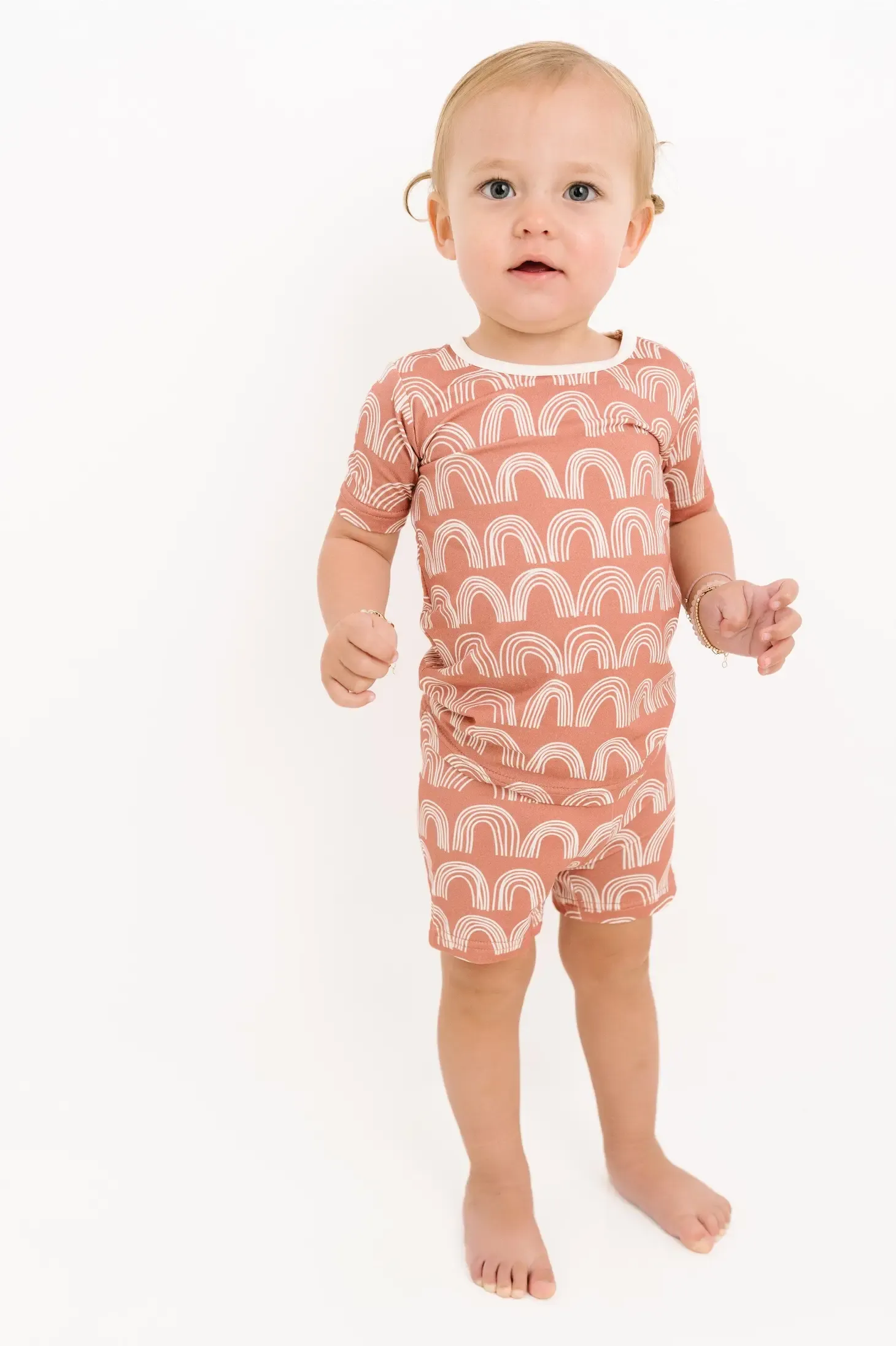 Pink Rainbows Bamboo Shorts Set