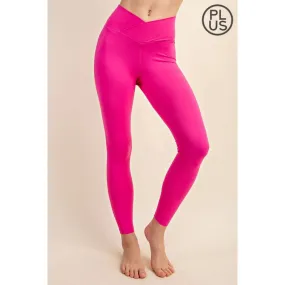 Plus Size V Waist Full Length Leggings Sonic Pink