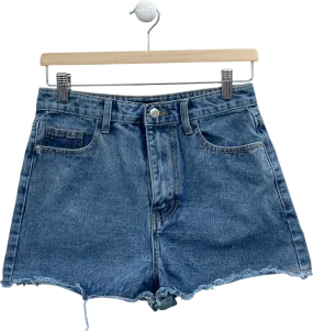PrettyLittleThing Mid Blue Wash Denim Shorts UK 10