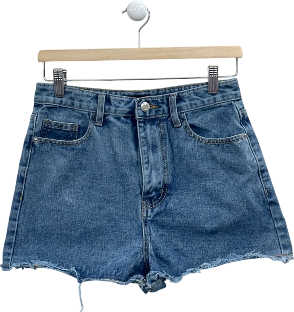 PrettyLittleThing Mid Blue Wash Denim Shorts UK 10