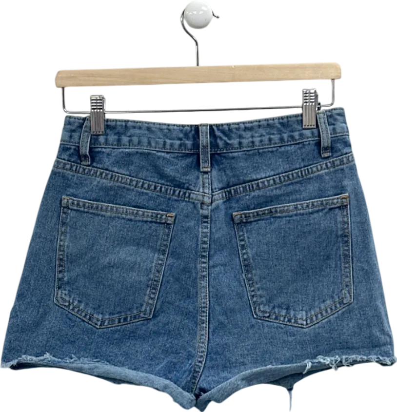 PrettyLittleThing Mid Blue Wash Denim Shorts UK 10