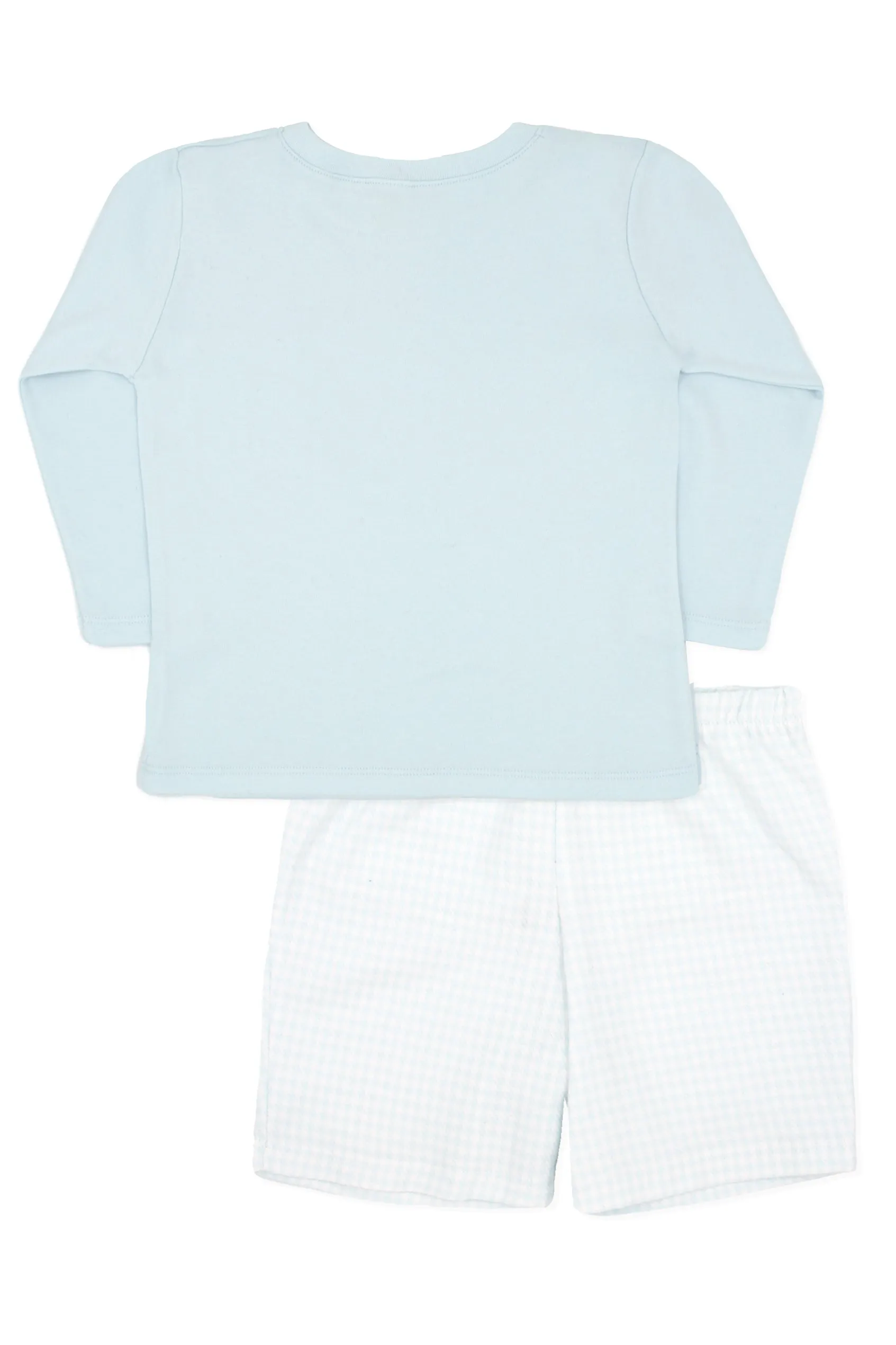 "Andreas" Blue Houndstooth Top & Shorts