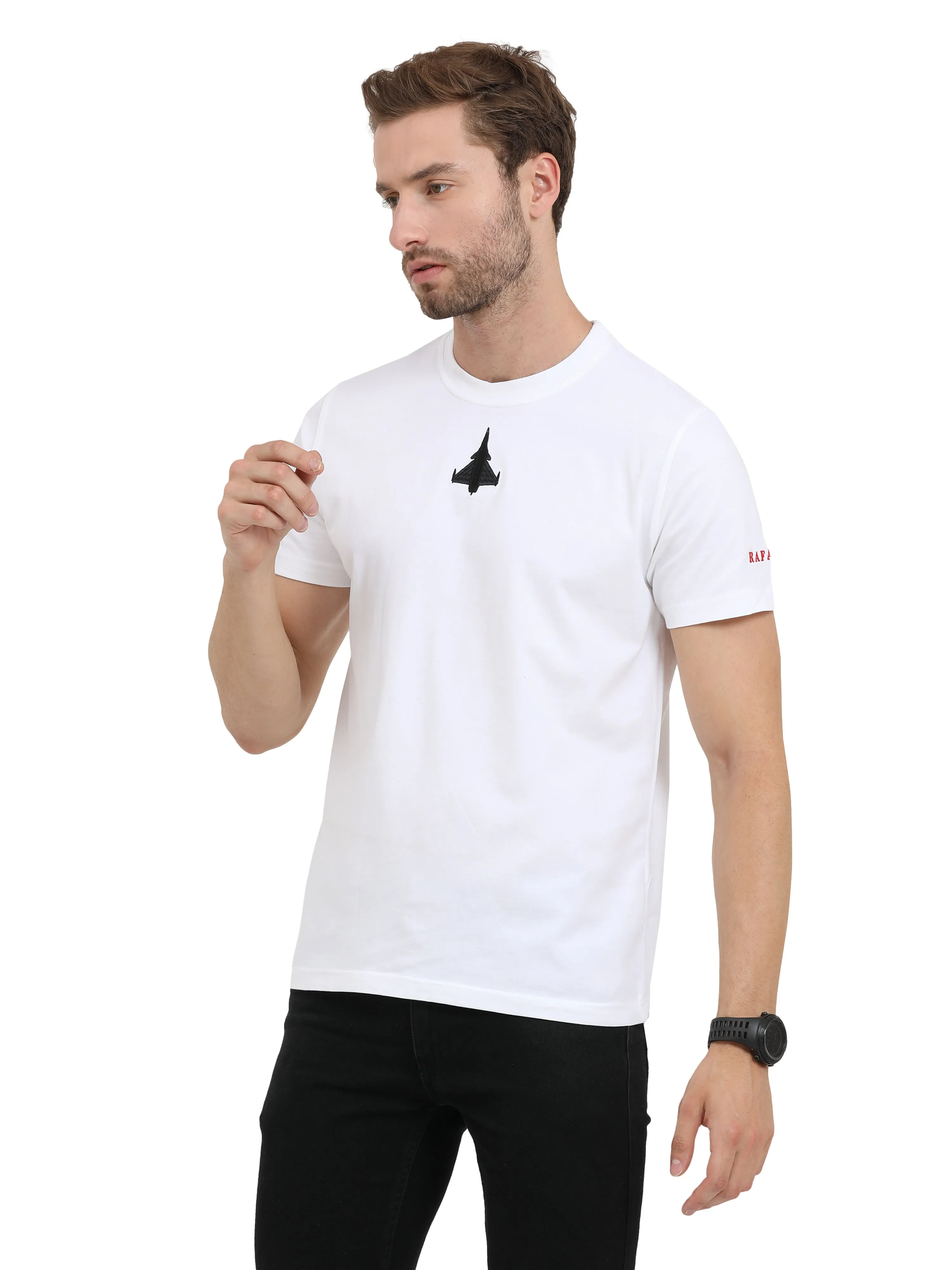Rafale | White Round Neck T-shirt