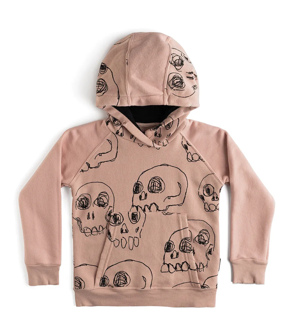 scribbled skulls hoodie