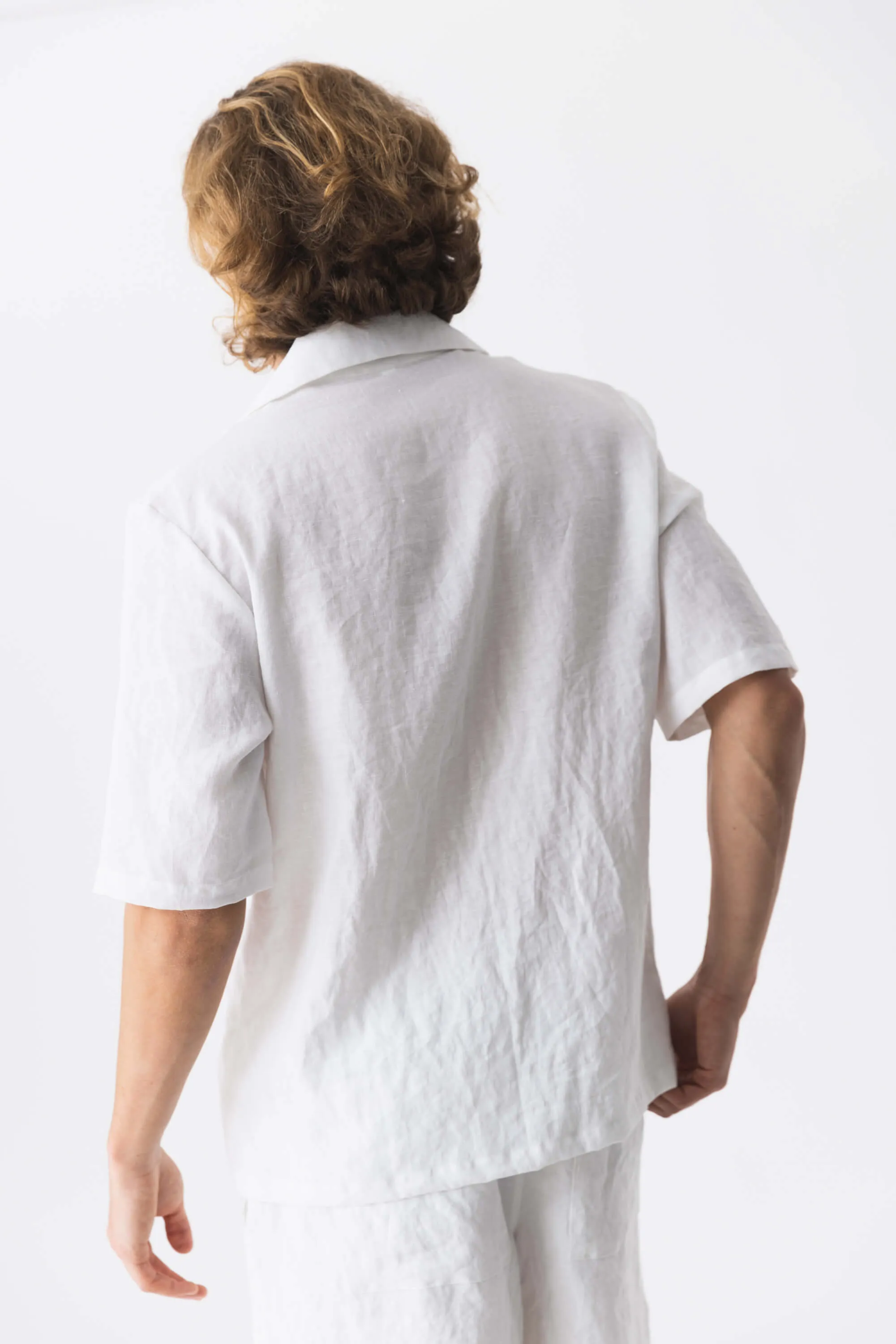 Short-sleeved linen pajamas beige natural - Emanuel