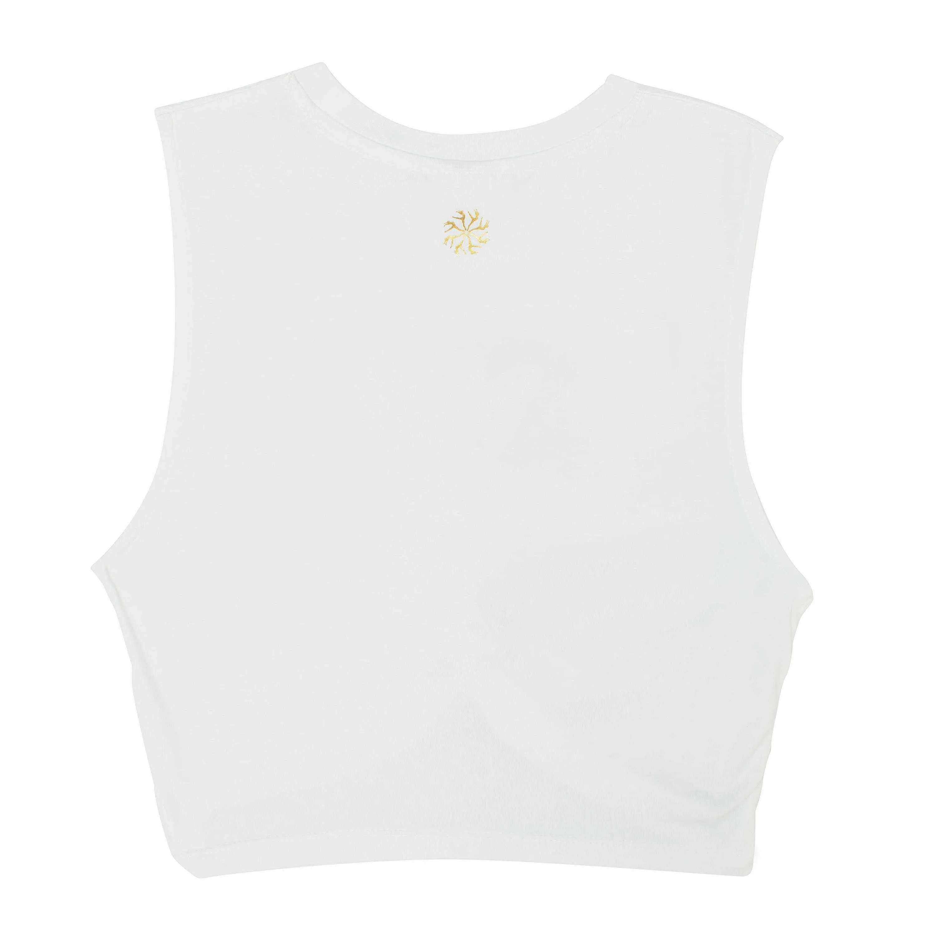 Sienna: Mock Tie Tank with 'Flexi' Print in White