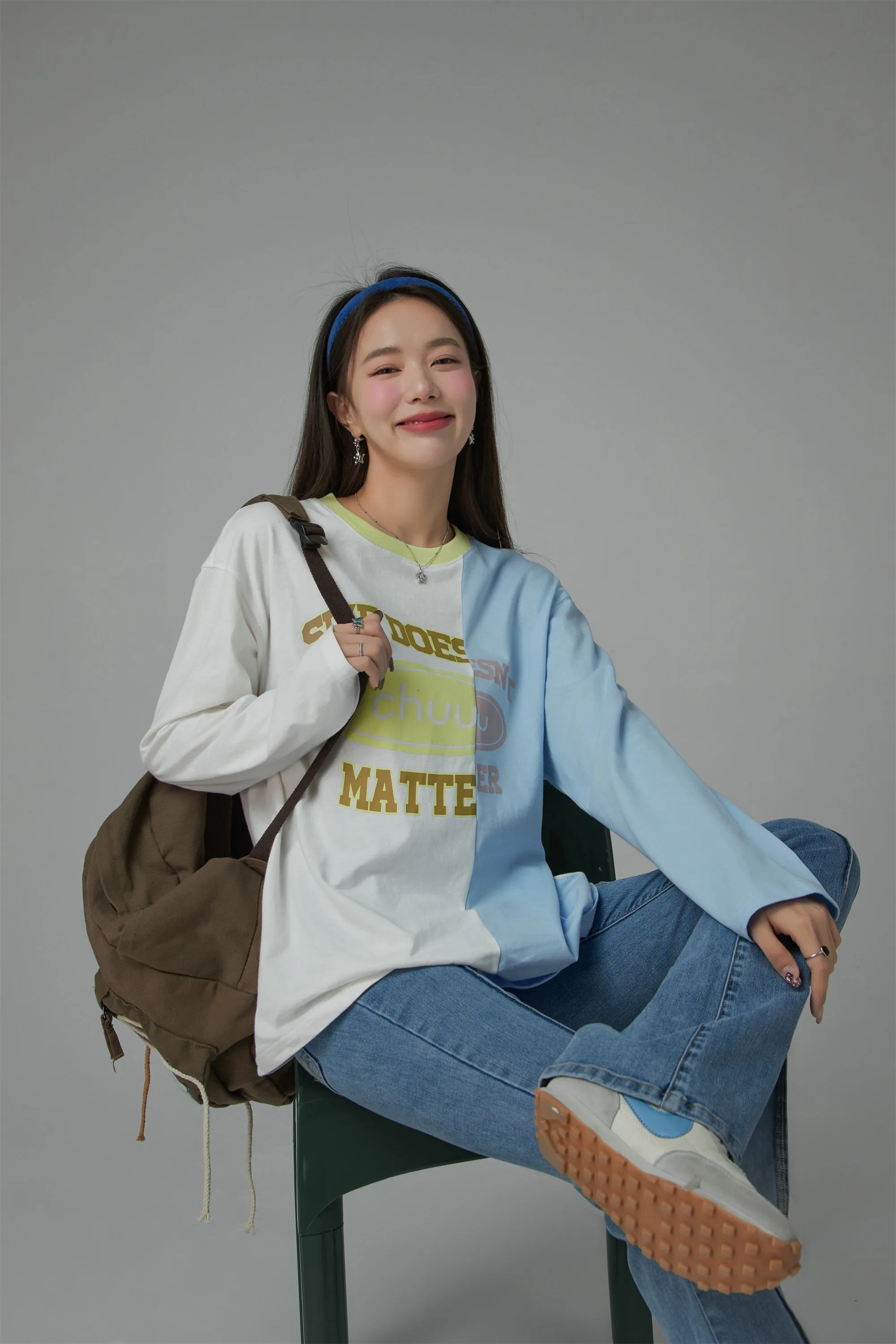 Size Doesnt Matter Two-Toned Loose Fit T-Shirt