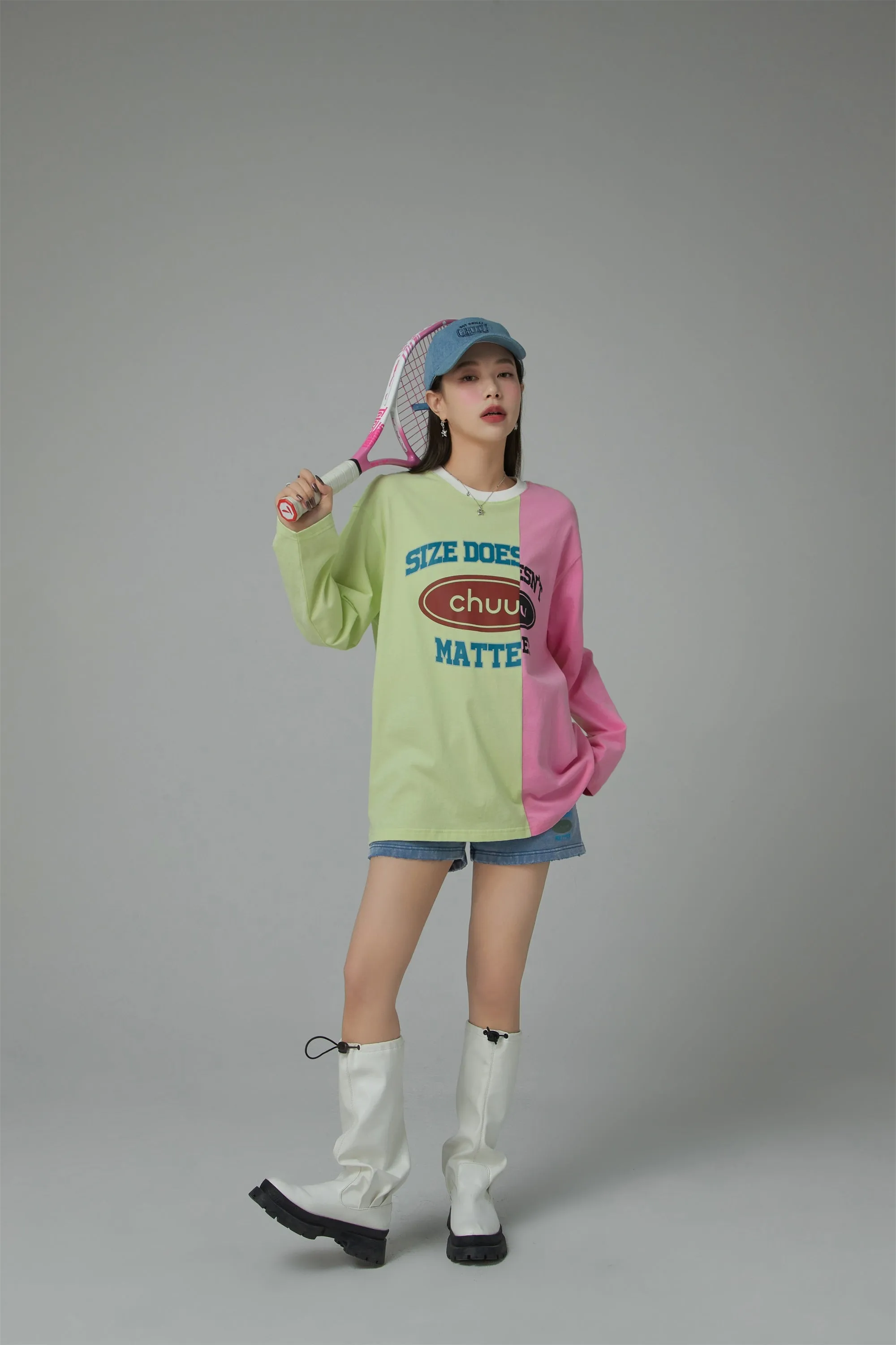 Size Doesnt Matter Two-Toned Loose Fit T-Shirt