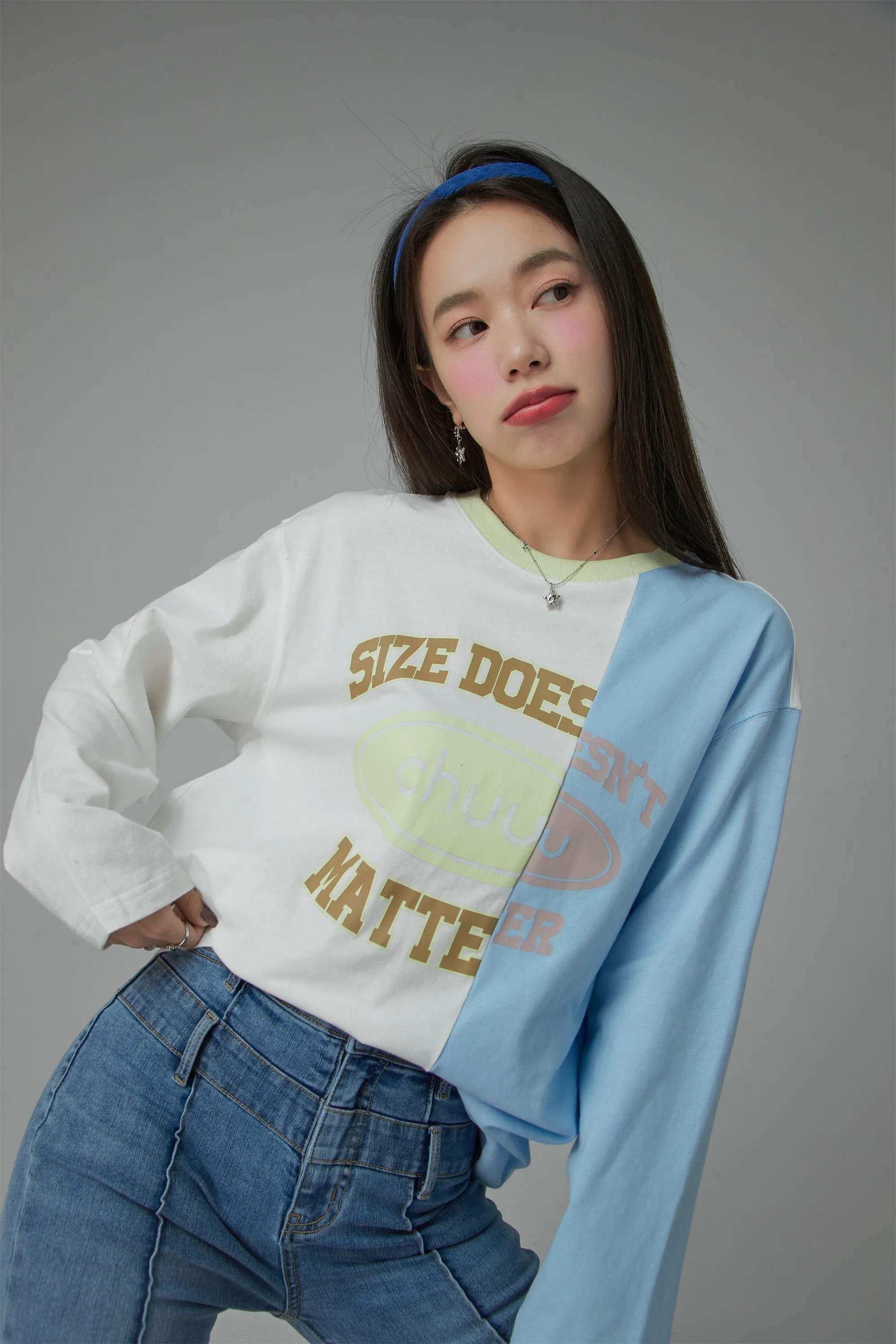 Size Doesnt Matter Two-Toned Loose Fit T-Shirt
