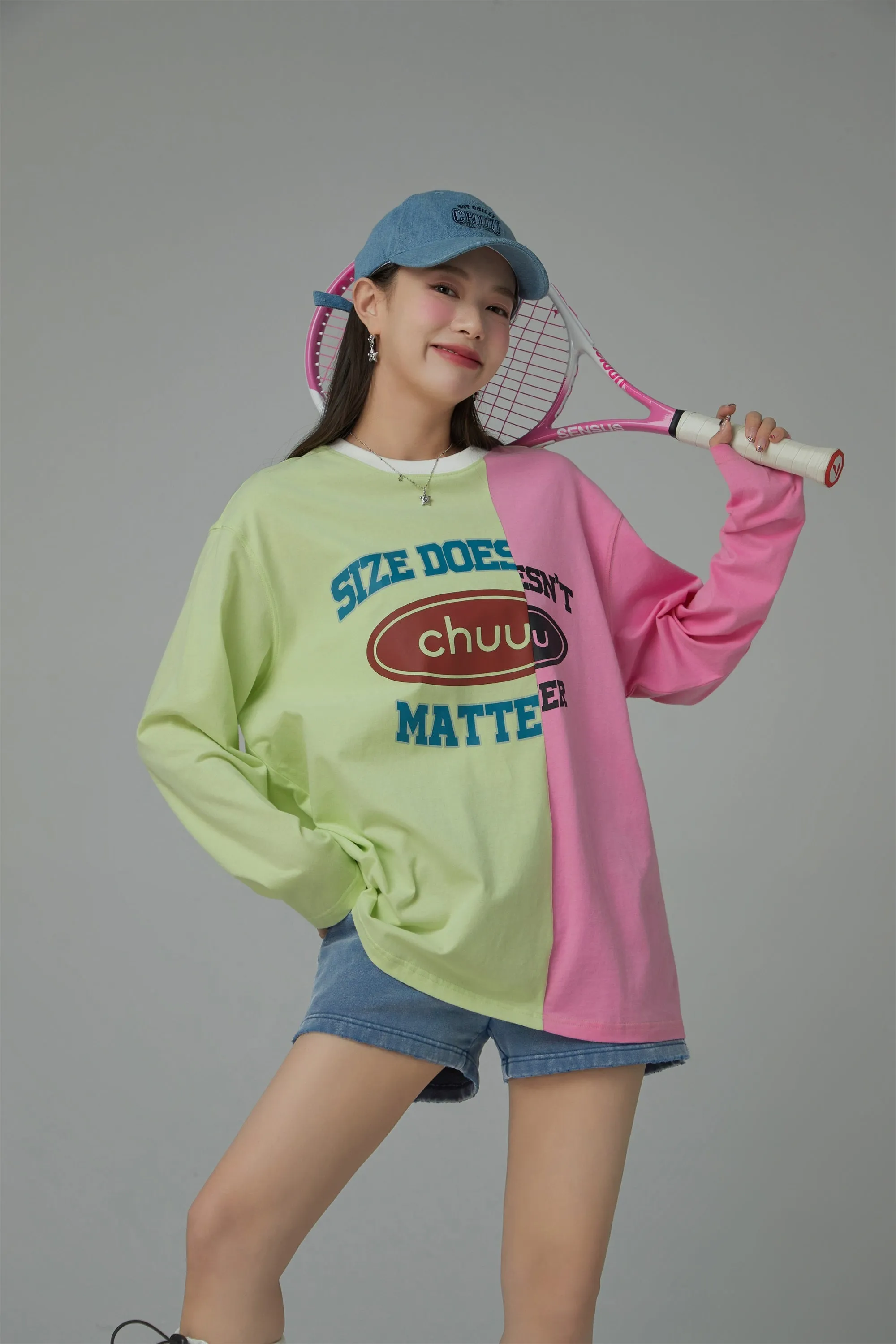 Size Doesnt Matter Two-Toned Loose Fit T-Shirt