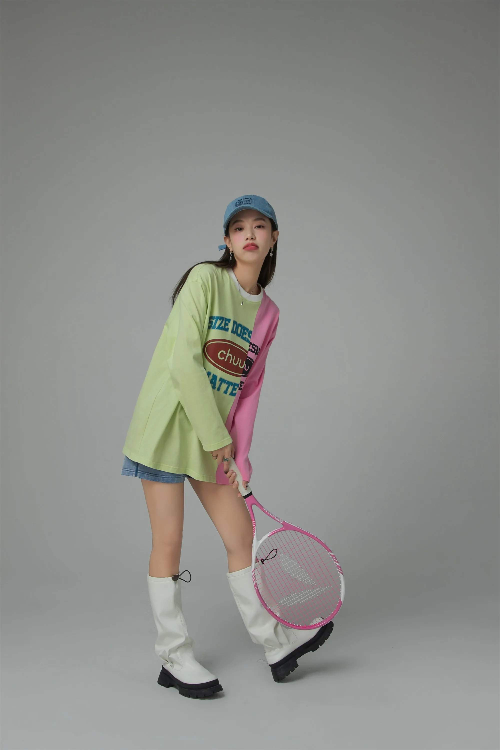 Size Doesnt Matter Two-Toned Loose Fit T-Shirt