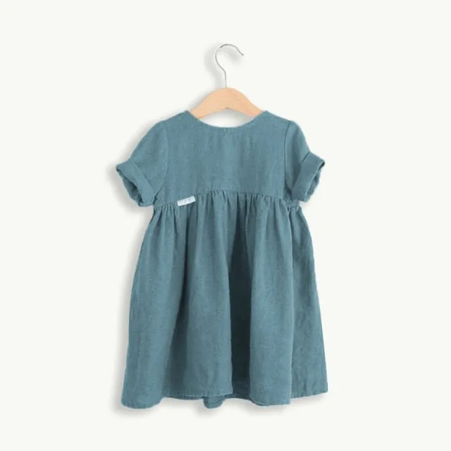 Sól Summer Pleated Girls Linen Dress