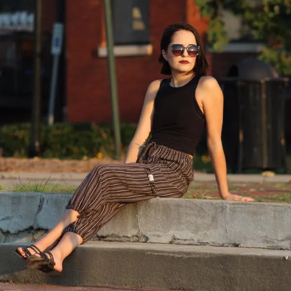 (Small) Orangey Brown with Pink Stripes Lounge Pants 0195