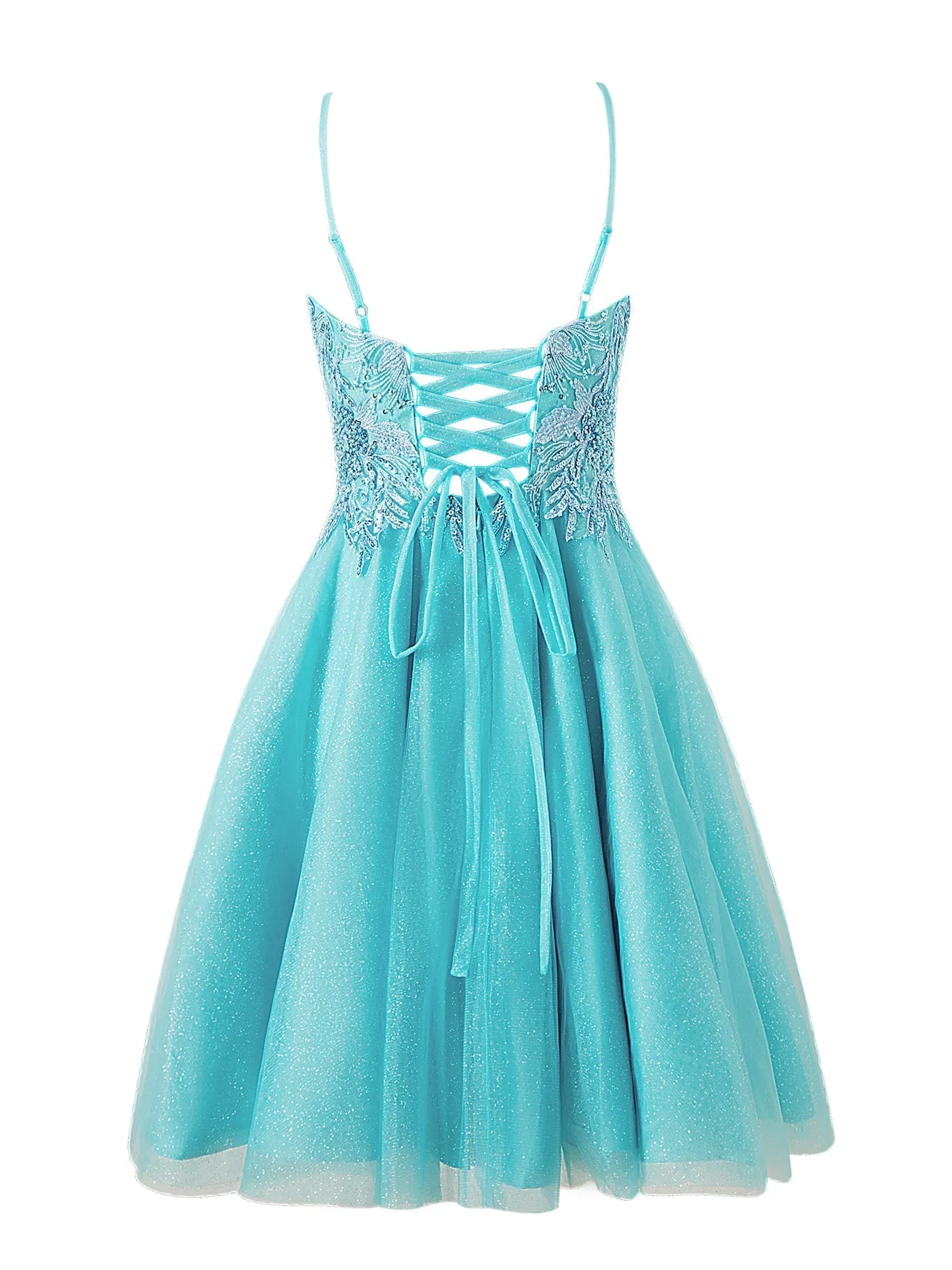 Sofia | A-line Short Spaghetti Strap Glitter Tulle Homecoming Dress