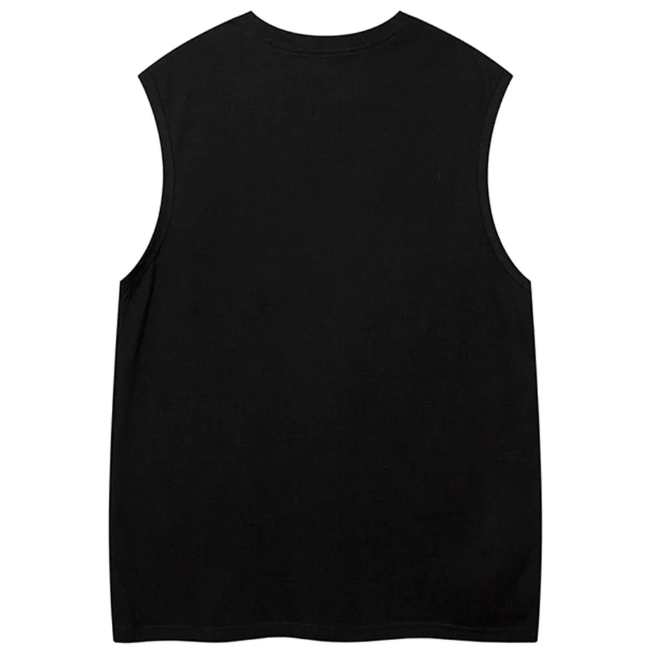 Style Oversized Tank Vest - Men's Star Patchwork Top, Y2K Fashion