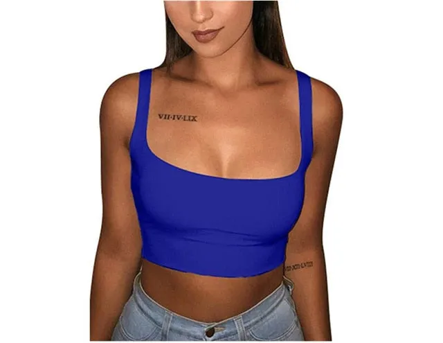 Summer Crop - Tank Vest Crop Top Summer Beach Party Sleeveless Slash Neck Tanks Woman Girls Bralette Tank Top