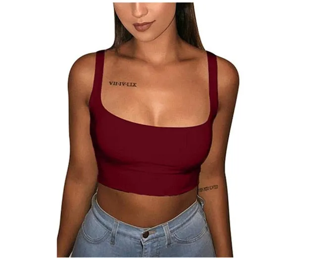 Summer Crop - Tank Vest Crop Top Summer Beach Party Sleeveless Slash Neck Tanks Woman Girls Bralette Tank Top