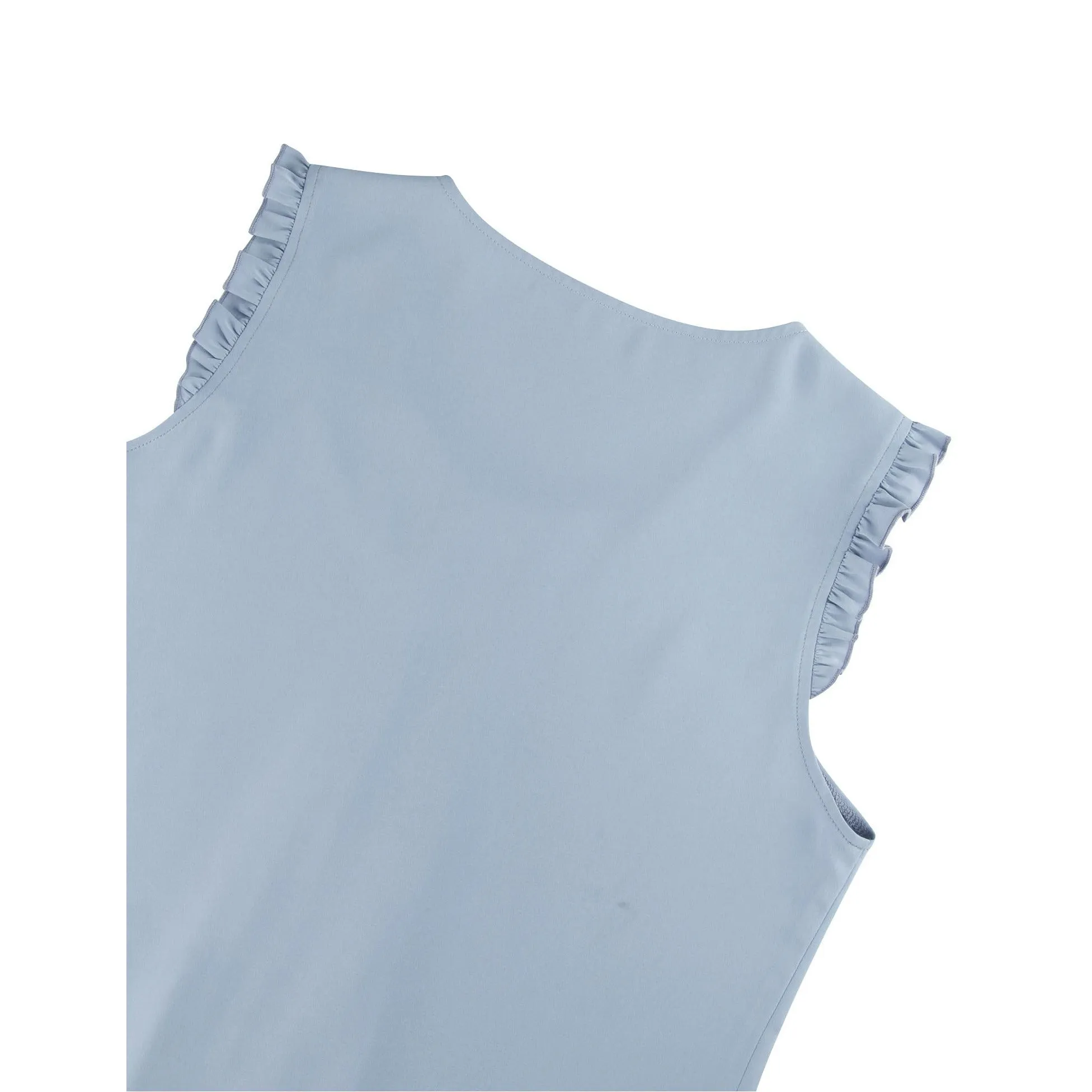 Summer Ruffle Trim Sleeveless Chiffon Blouses