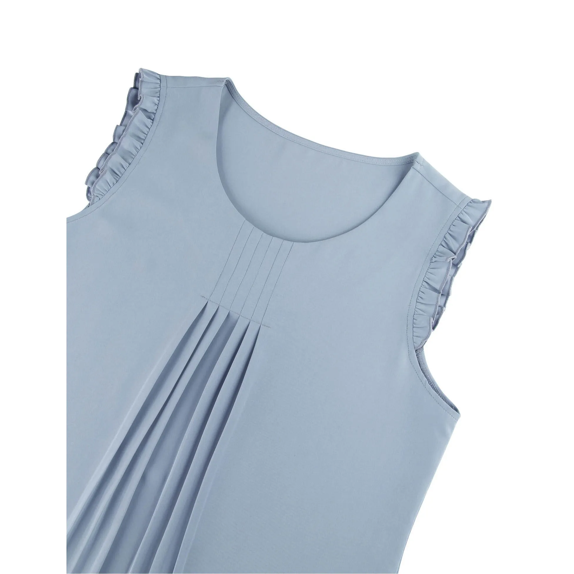 Summer Ruffle Trim Sleeveless Chiffon Blouses