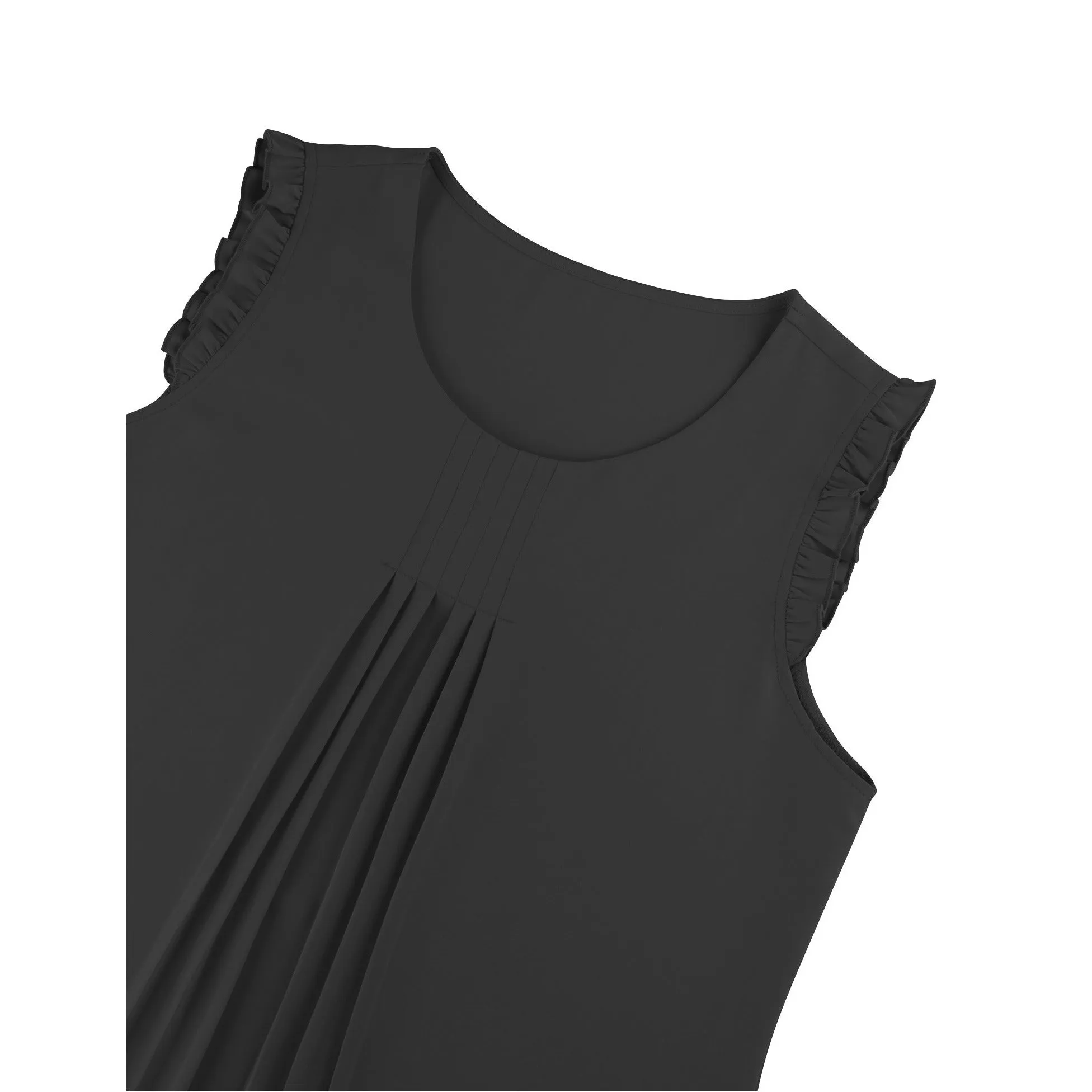 Summer Ruffle Trim Sleeveless Chiffon Blouses