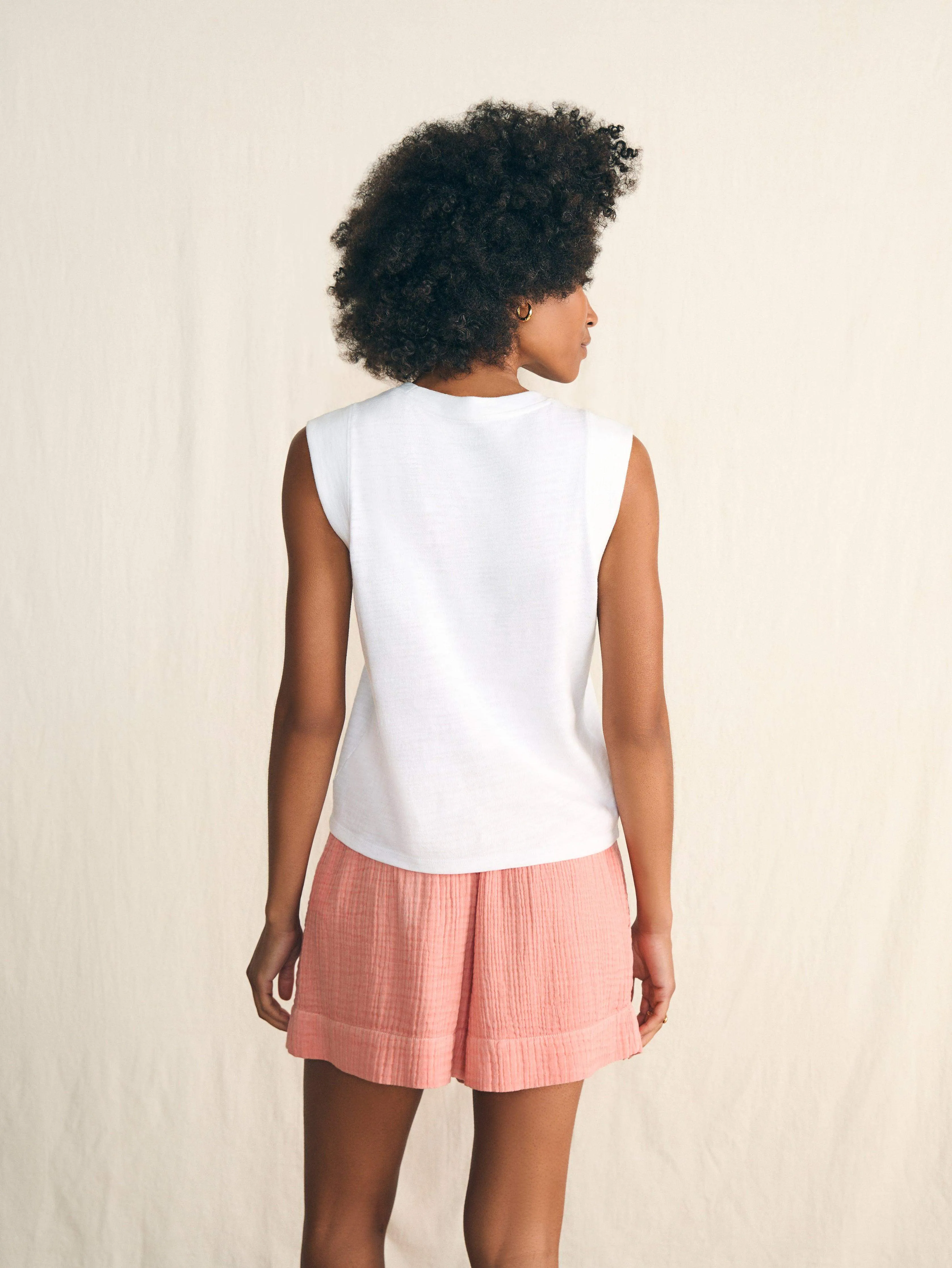 Sunwashed Slub Muscle Tank - White