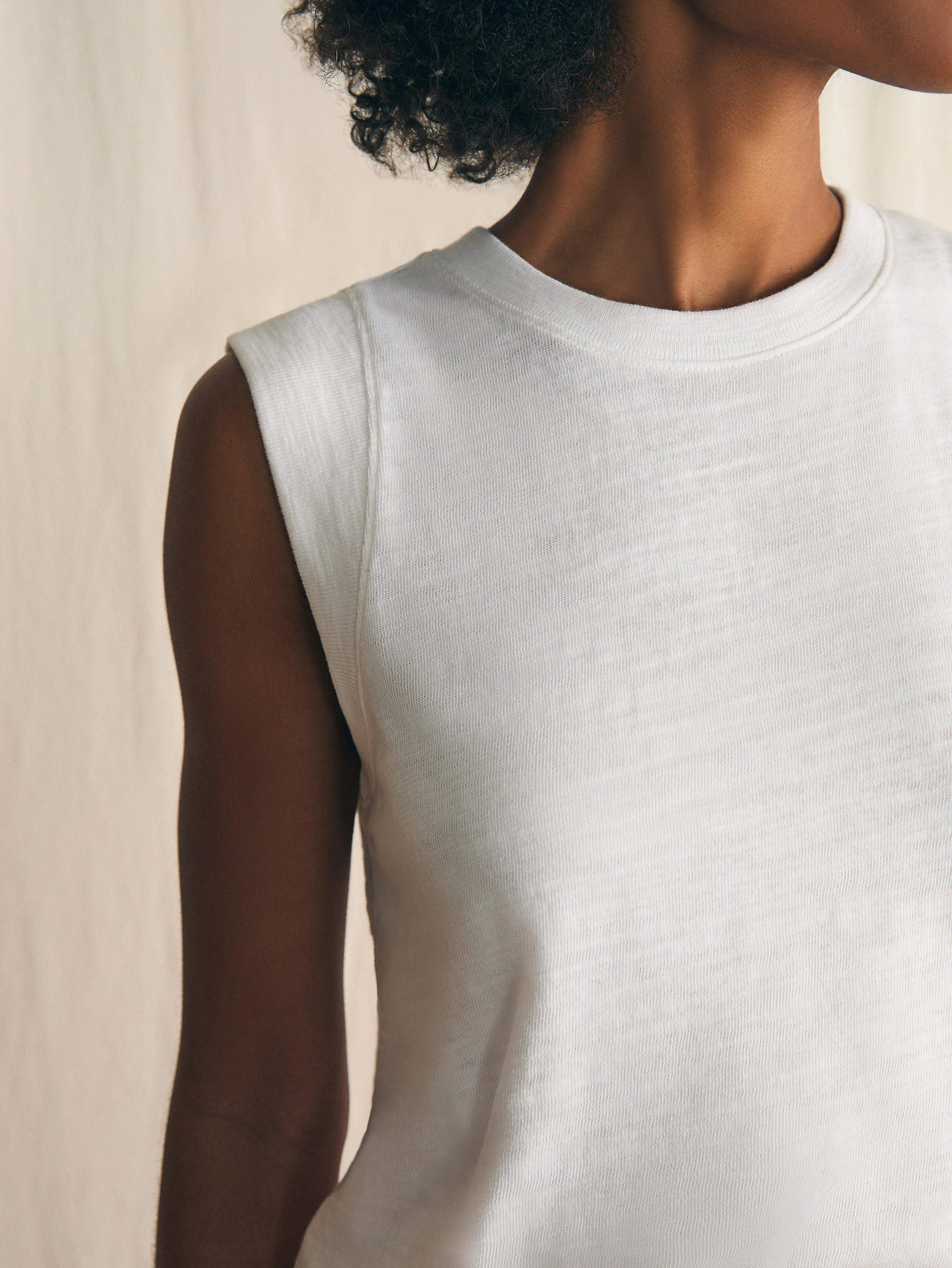 Sunwashed Slub Muscle Tank - White
