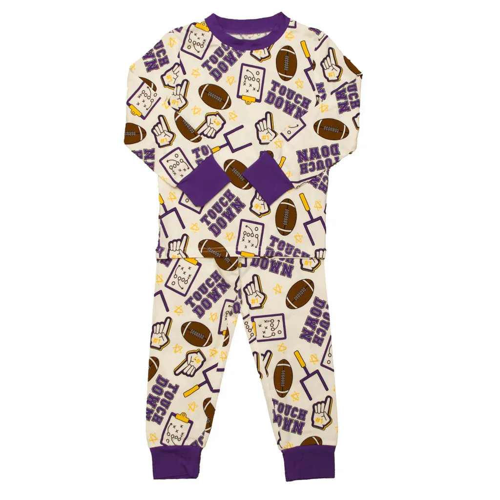 Touchdown Bamboo Pajamas: Purple & Yellow