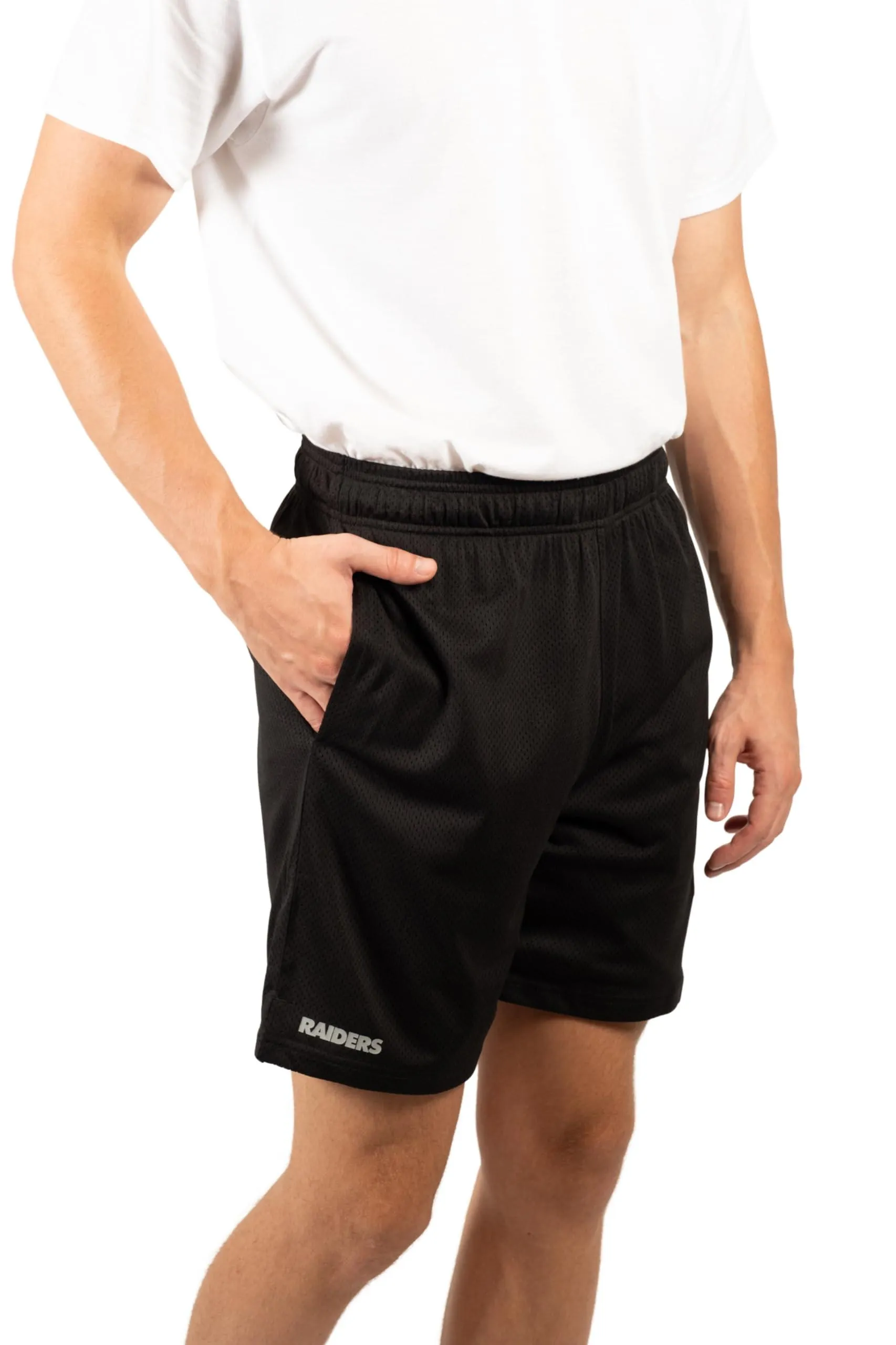 Ultra Game Men's NFL Official Super Soft Soft Mesh Active Training Shorts - Unisex, Las Vegas Raiders|Las Vegas Raiders