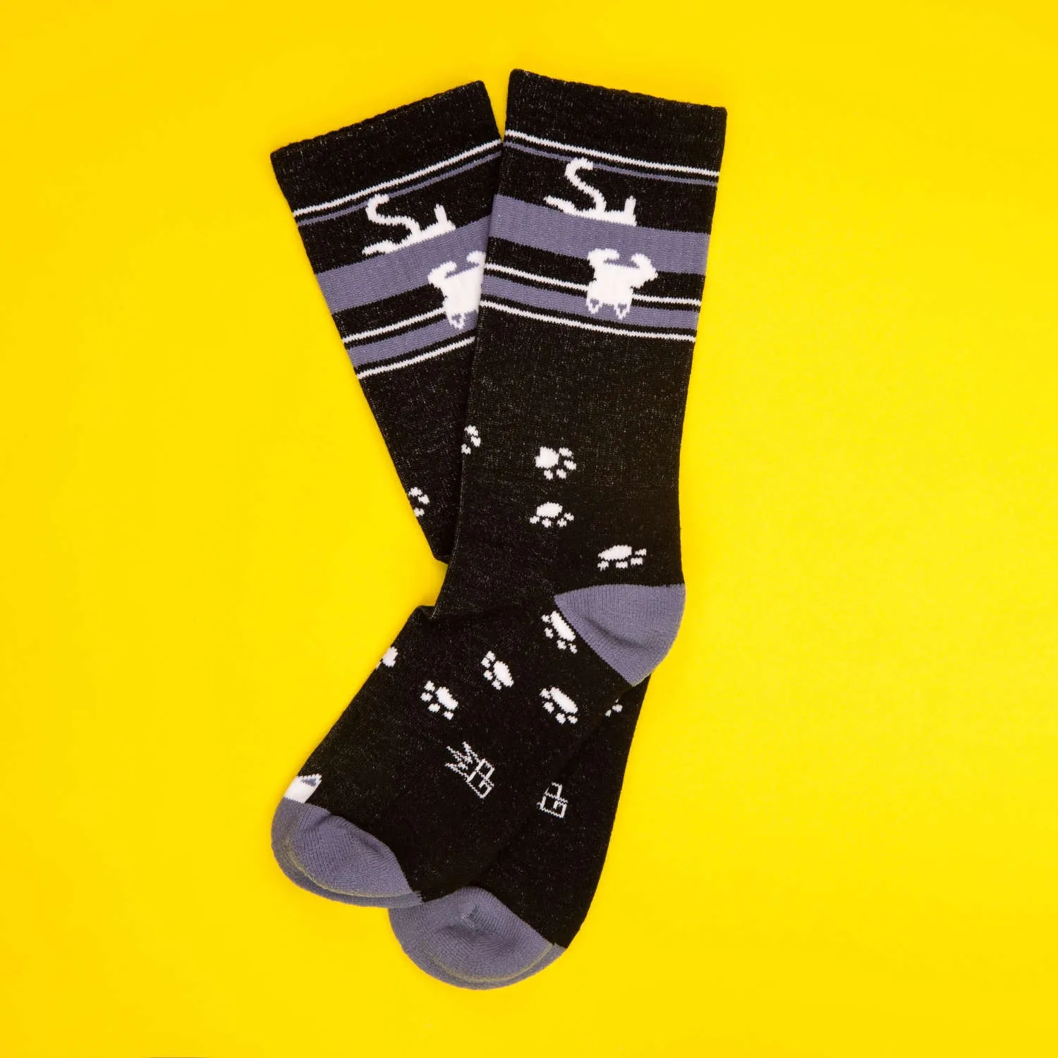 Upside-Down White Cat - Gym Crew Socks